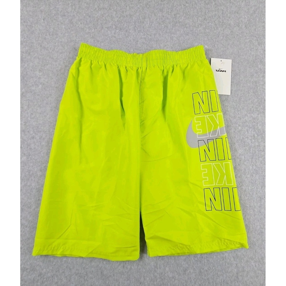 Nike Swim Boys Size Small Swimming Trunks Shorts Green Logo Bathing Suit NEW